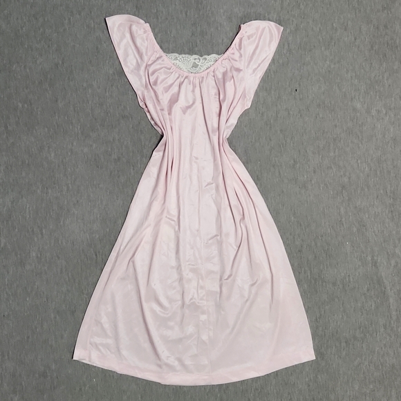 Vintage Union Made Lacey Lingerie Pink Chemise Slip Dress Nightgown - Picture 5 of 12